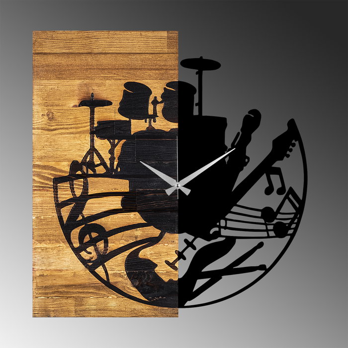 Wallity Wooden Clock 33 Reloj de Pared de Madera Nogal y Negro